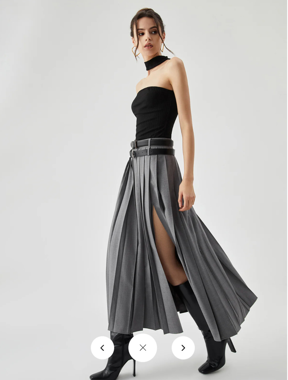 NWT Commense Pleated Split Maxi Skirt Without Belt Sz S